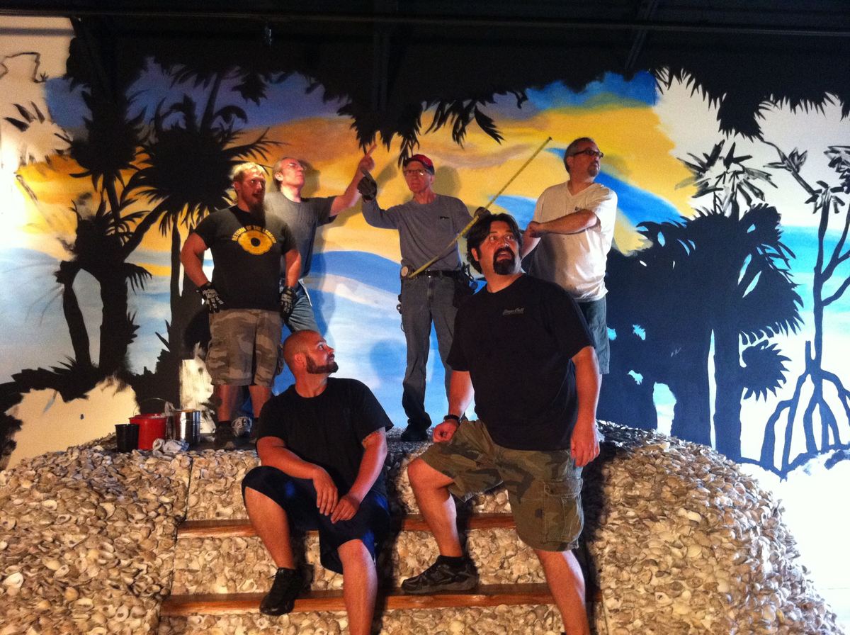 The AST crew on the shell mound they built.