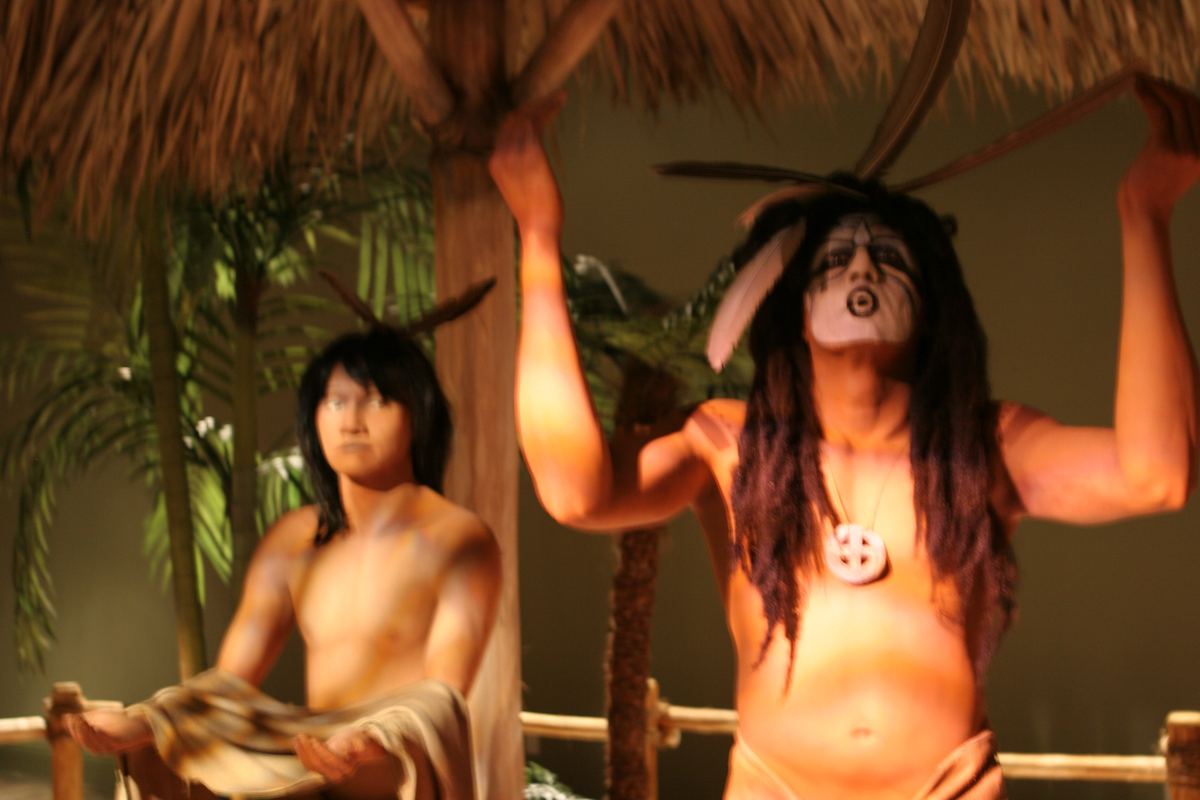 Figures in the village.