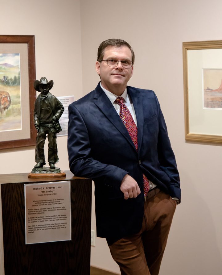 Scott Metelko in a gallery at the Chisholm Trail Heritage Center.
